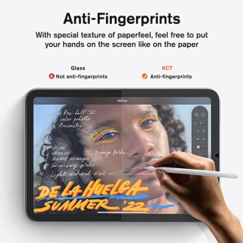 KCT [3 PACK PaperFeele Screen Screentector תואם ל- iPad Mini 6 2021, אנטי-גלגול ואנטי אצבע ומגן מסך מט לרישום/כתיבה, תואם לעפרון אפל
